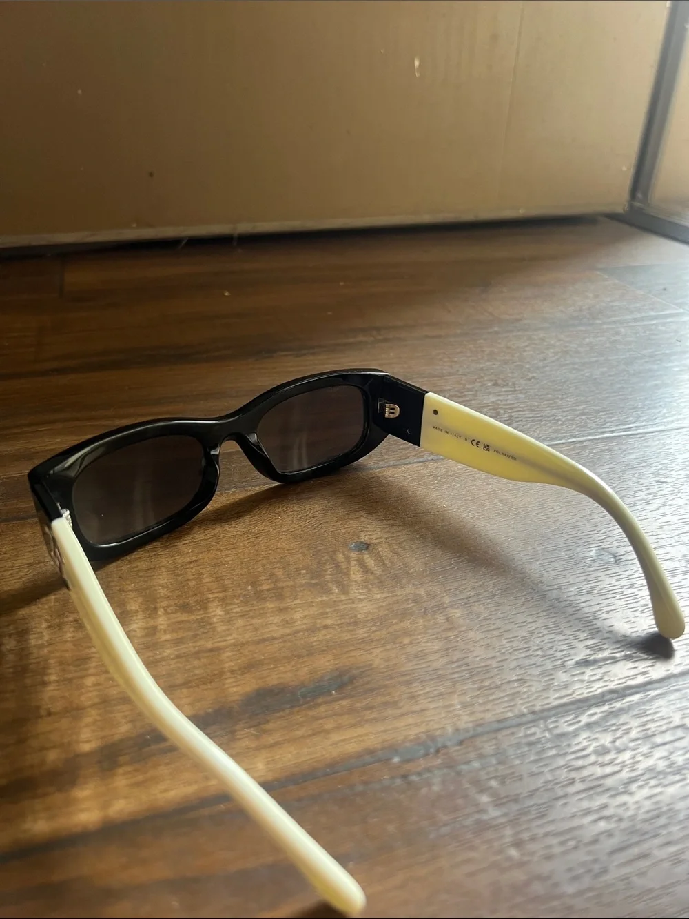 CHANEL Black Frame Sunglasses with White Temples